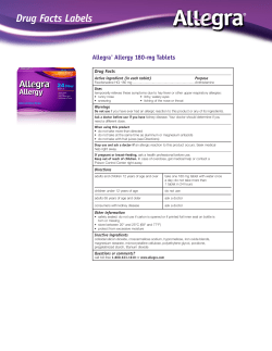 Drug Facts Labels Allegra Allergy 180-mg Tablets Drug Facts