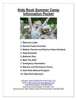 Kids Rock Summer Camp Information Packet