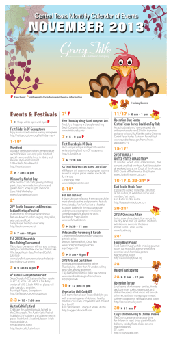 NOVEMBER 2013 Central Texas Monthly Calendar of Events Events &amp; Festivals 11/17
