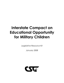 Interstate Compact on Educational Opportunity for Military Children Legislative Resource Kit