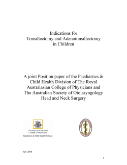 Indications for Tonsillectomy and Adenotonsillectomy in Children