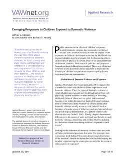 P Applied Research Emerging Responses to Children Exposed to Domestic Violence