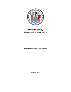 The New Jersey  Privatization Task Force    Report to Governor Chris Christie 
