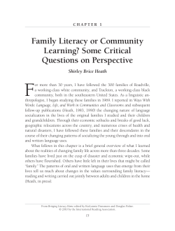 F Family Literacy or community Learning? Some critical Questions on Perspective