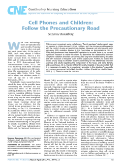 W Cell Phones and Children: Follow the Precautionary Road Continuing Nursing Education