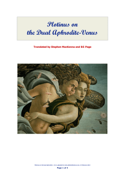 Plotinus on the Dual Aphrodite-Venus Translated by Stephen MacKenna and BS Page