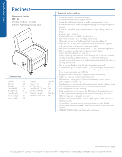 Recliners Specifica tion Sheet Product Information