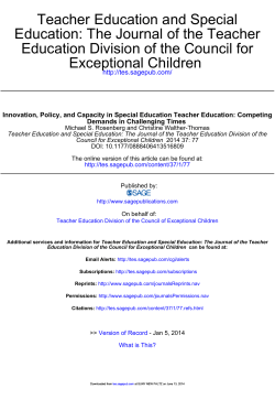 Teacher Education and Special Education: The Journal of the Teacher