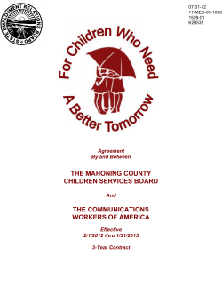 THE MAHONING COUNTY CHILDREN SERVICES BOARD THE COMMUNICATIONS