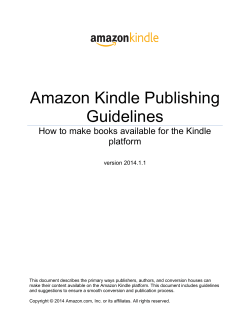 Amazon Kindle Publishing Guidelines How to make books available for the Kindle platform