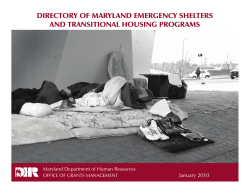 DIRECTORY OF MARYLAND EMERGENCY SHELTERS AND TRANSITIONAL HOUSING PROGRAMS  January 2010