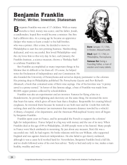 B Benjamin Franklin Printer, Writer, Inventor, Statesman