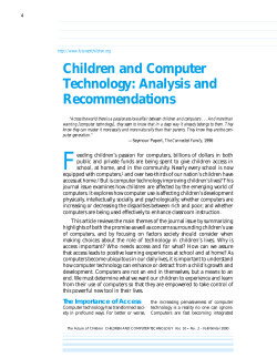 Children and Computer Technology: Analysis and Recommendations