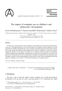 The impact of computer use on children's and adolescents' development Kaveri Subrahmanyam