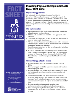 FACT SHEET Providing Physical Therapy in Schools Under IDEA 2004