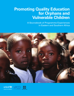Promoting Quality Education for Orphans and Vulnerable Children A Sourcebook of Programme Experiences