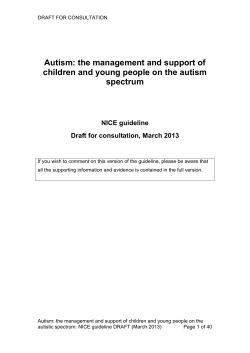 Autism: the management and support of spectrum NICE guideline