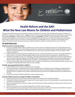Health Reform and the AAP:   What the New Law Means for Children and Pediatricians 