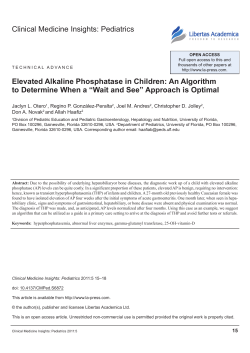 Clinical Medicine Insights: Pediatrics