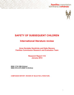 SAFETY OF SUBSEQUENT CHILDREN International literature review