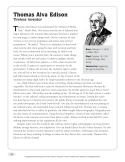T Thomas Alva Edison Tireless Inventor