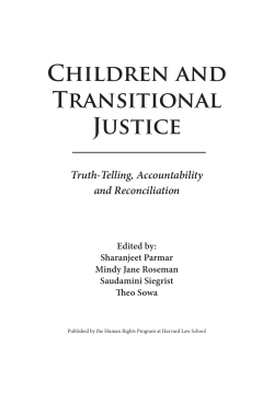Children and Transitional Justice Truth-Telling, Accountability