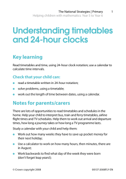 Understanding timetables and 24-hour clocks Key learning