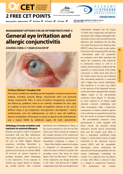 general eye irritation and MAnAgeMent oPtIons for uK oPtoMetrIsts PArt 4
