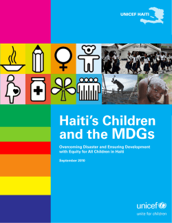 MDGs Haiti’s Children and the Overcoming Disaster and Ensuring Development