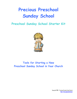 Precious Preschool Sunday School  Preschool Sunday School Starter Kit