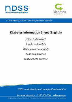 Diabetes Information Sheet (English)  What is diabetes? Insulin and tablets