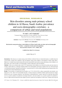 Skin disorders among male primary school and socio-demographic correlates - a