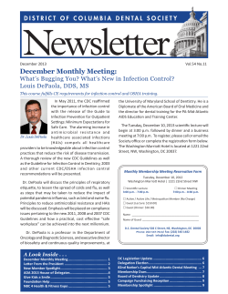 December Monthly Meeting: What’s Bugging You? What’s New in Infection Control?
