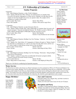 UU Fellowship of Columbus Sunday Programs In This Issue