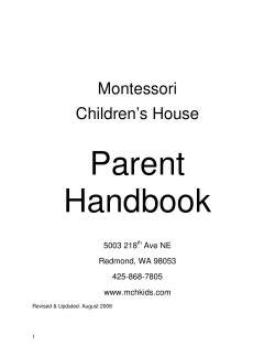 Parent Handbook Montessori Children’s House