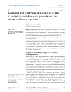 Diagnosis and treatment of multiple sclerosis status and future therapies