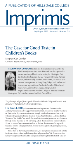 Imprimis The Case for Good Taste in Children’s Books