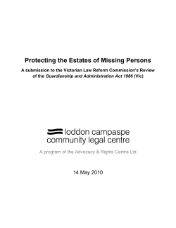 Protecting the Estates of Missing Persons 14 May 2010