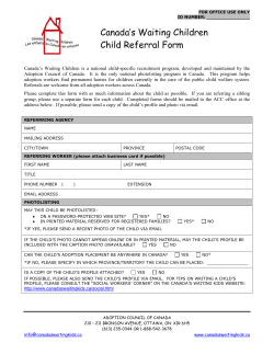 Canada’s Waiting Children Child Referral Form