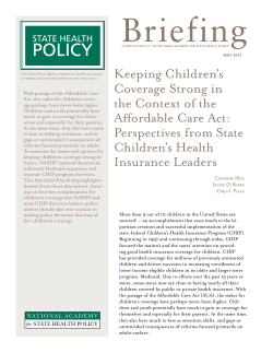 Keeping Children’s Coverage Strong in the Context of the