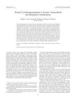 Women’s Underrepresentation in Science: Sociocultural and Biological Considerations Cornell University