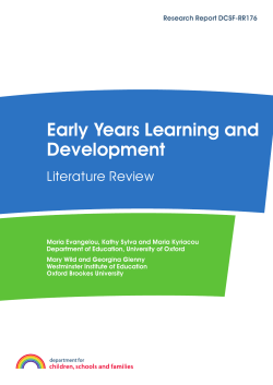 Early Years Learning and Development Literature Review Research Report DCSF-RR176