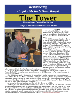 The Tower Remembering Dr. John Michael (Mike) Knight University of Central Oklahoma