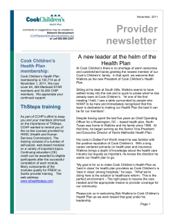 Provider newsletter A new leader at the helm of the