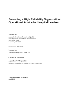 Becoming a High Reliability Organization: Operational Advice for Hospital Leaders