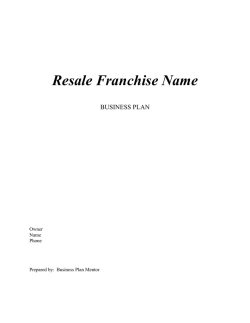 Resale Franchise Name BUSINESS PLAN Owner