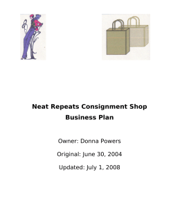 Neat Repeats Consignment Shop Business Plan  Owner: Donna Powers