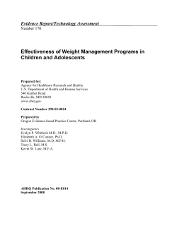 Effectiveness of Weight Management Programs in Children and Adolescents Evidence Report/Technology Assessment