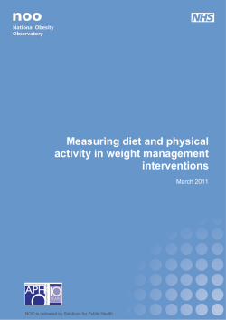 Measuring diet and physical activity in weight management interventions March 2011