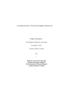 © Are Women Persons A Paper Presented to by